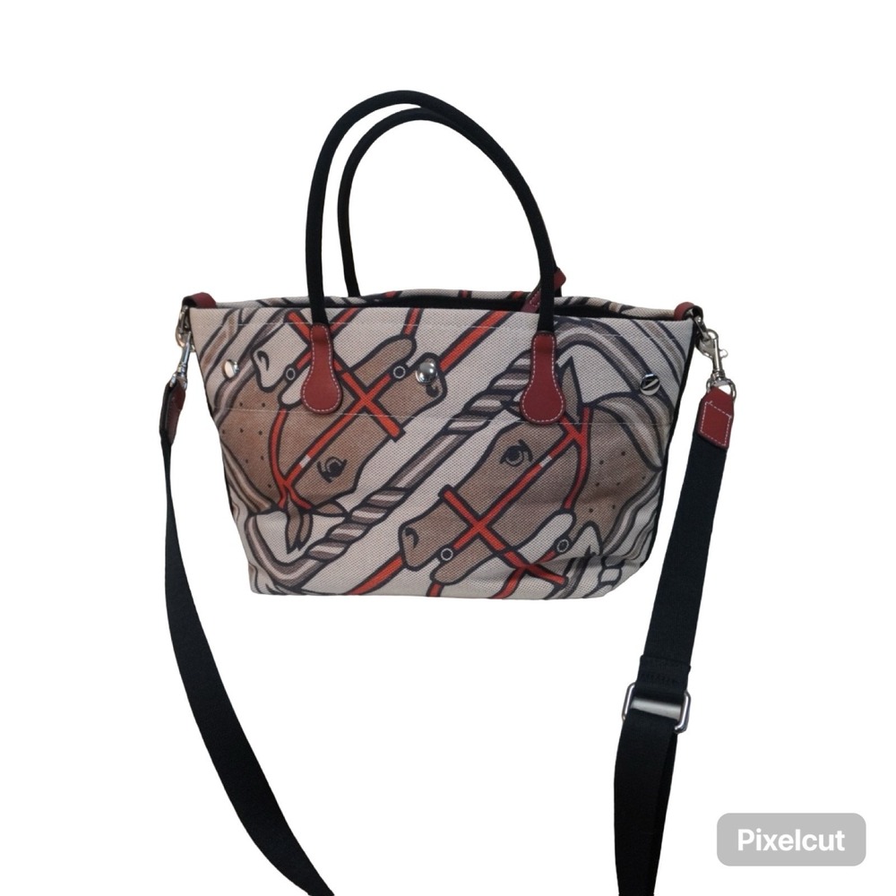Equestrian Horse Print Tote Bag Crossbody Orange Interior Designer Inspired